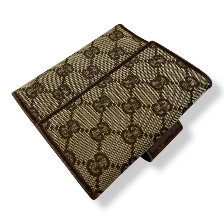 Gucci Beige/Brown GG Monogram Compact Clip Wallet - Lux Central