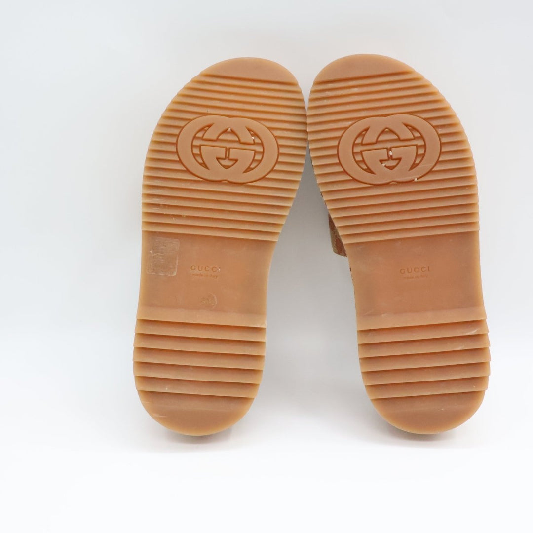 Gucci Beige/Burgundy GG Platform Sandals UK 5.5 / EU 38.5 - Lux Central