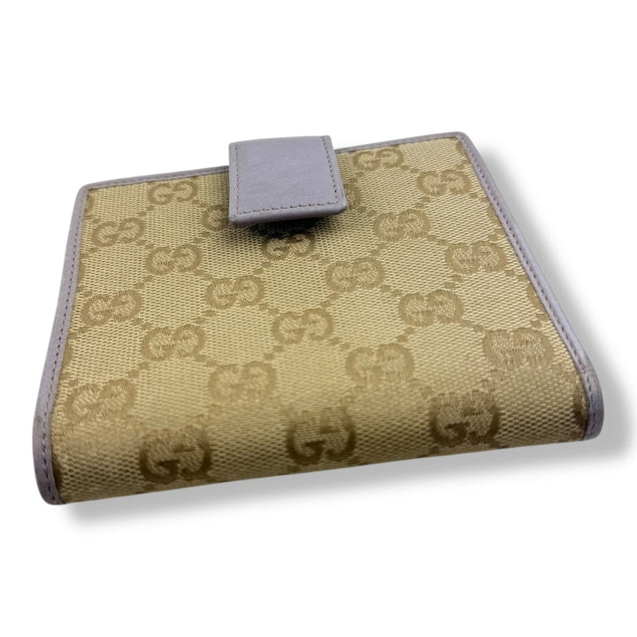 Gucci Beige/Lilac GG Monogram Compact Clip Wallet - Lux Central