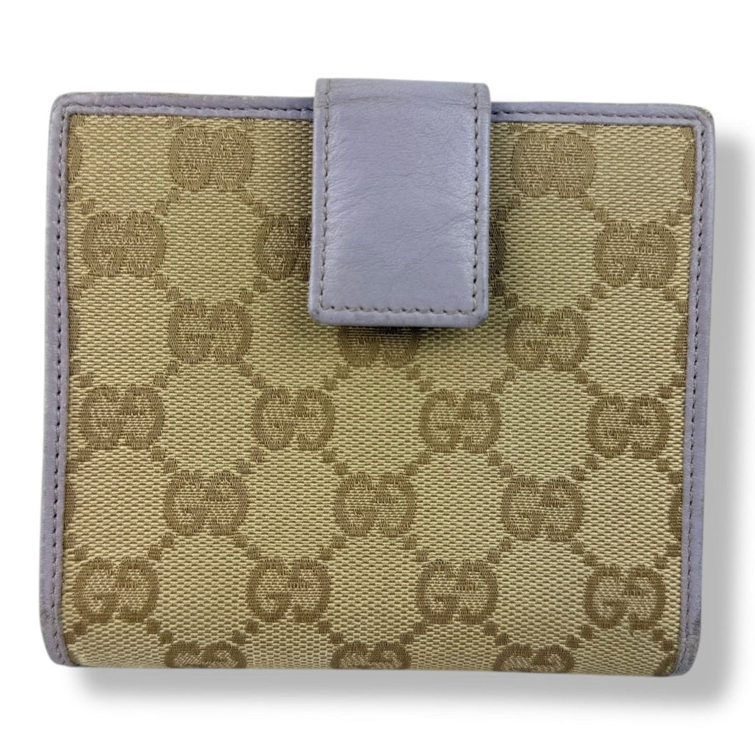 Gucci Beige/Lilac GG Monogram Compact Clip Wallet - Lux Central