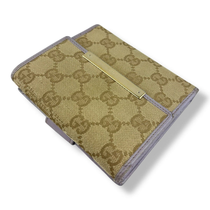 Gucci Beige/Lilac GG Monogram Compact Clip Wallet - Lux Central