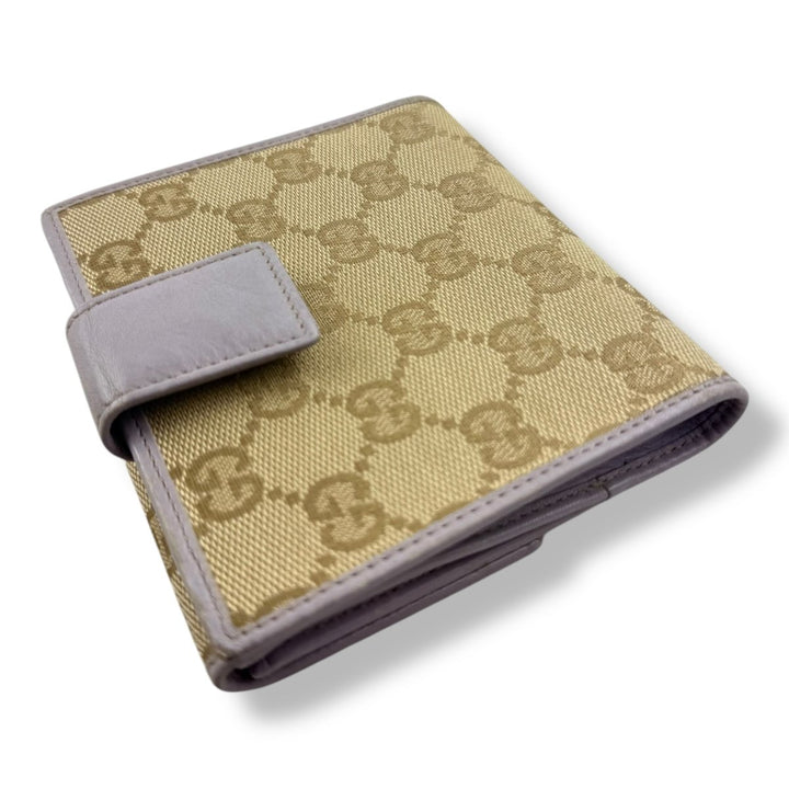 Gucci Beige/Lilac GG Monogram Compact Clip Wallet - Lux Central