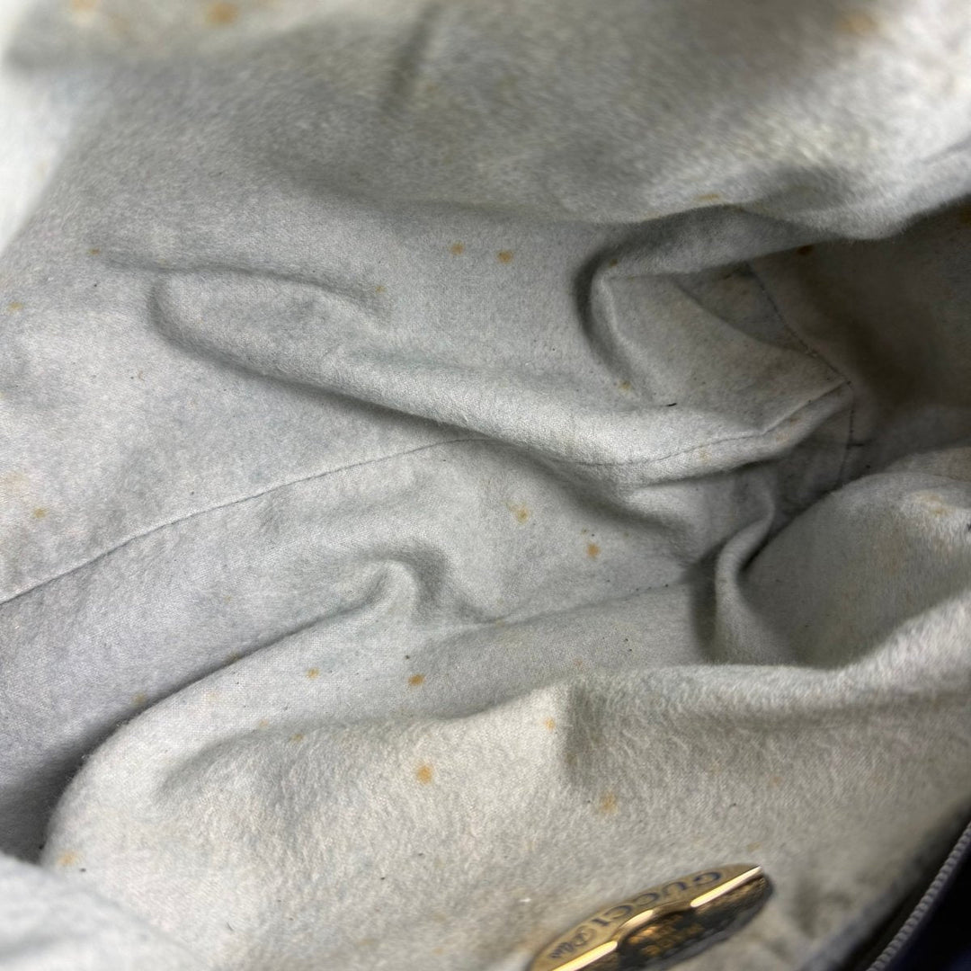 Gucci Beige/Navy GG Plus Monogram Boston Canvas Bag - Lux Central
