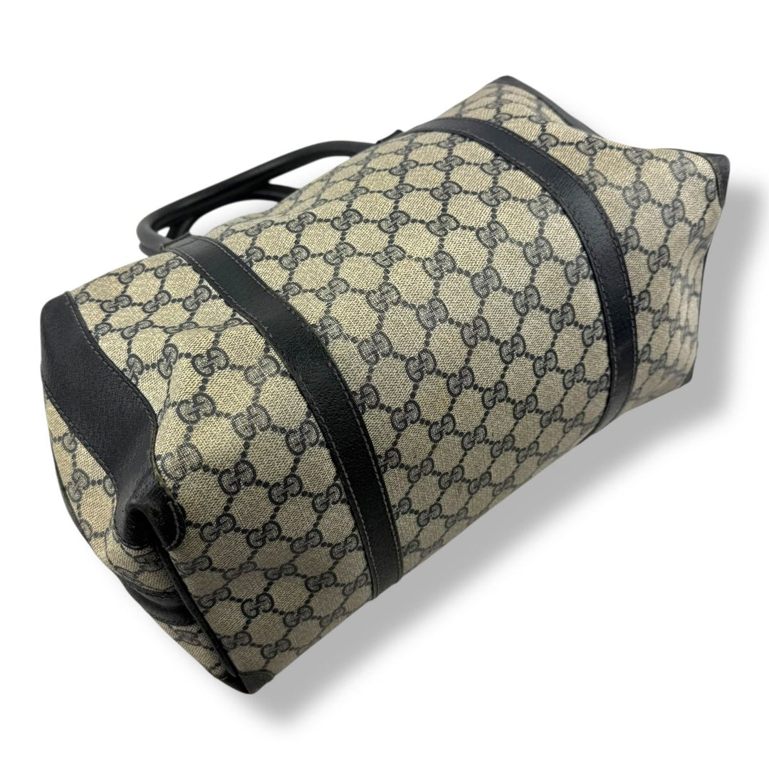 Gucci Beige/Navy Vintage GG Monogram Boston Canvas Bag - Lux Central