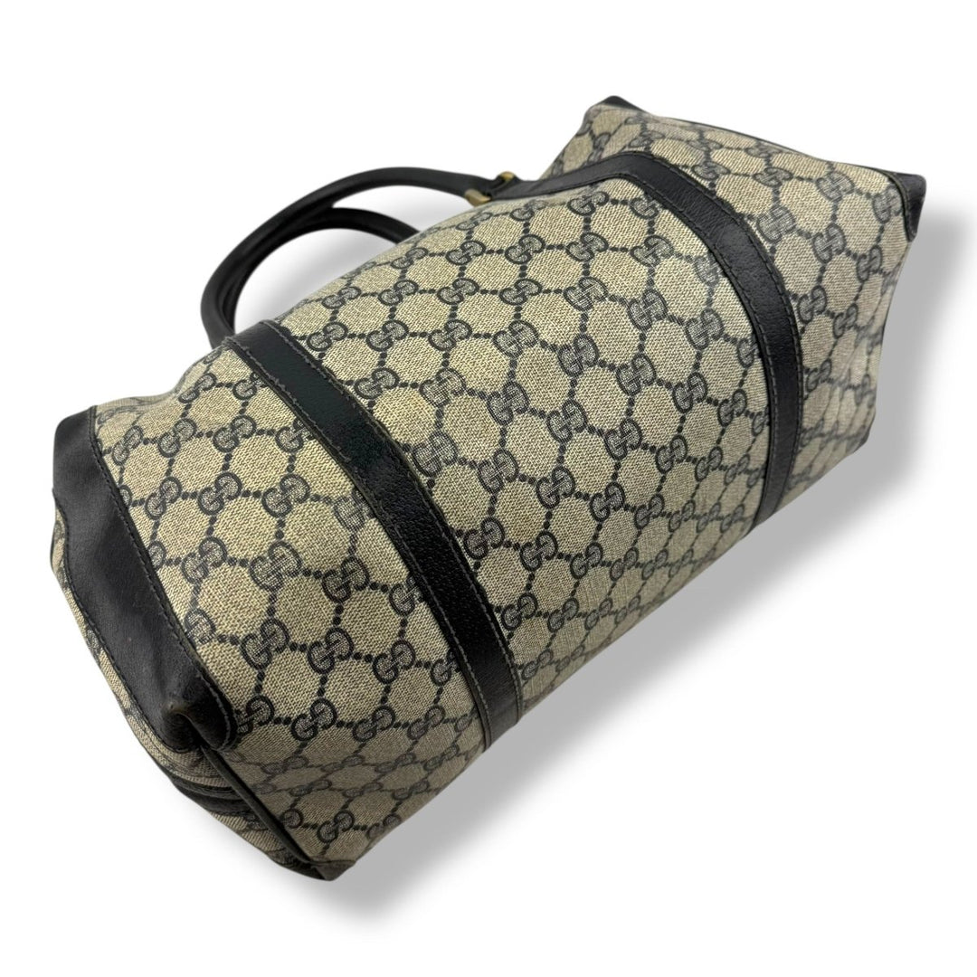 Gucci Beige/Navy Vintage GG Monogram Boston Canvas Bag - Lux Central