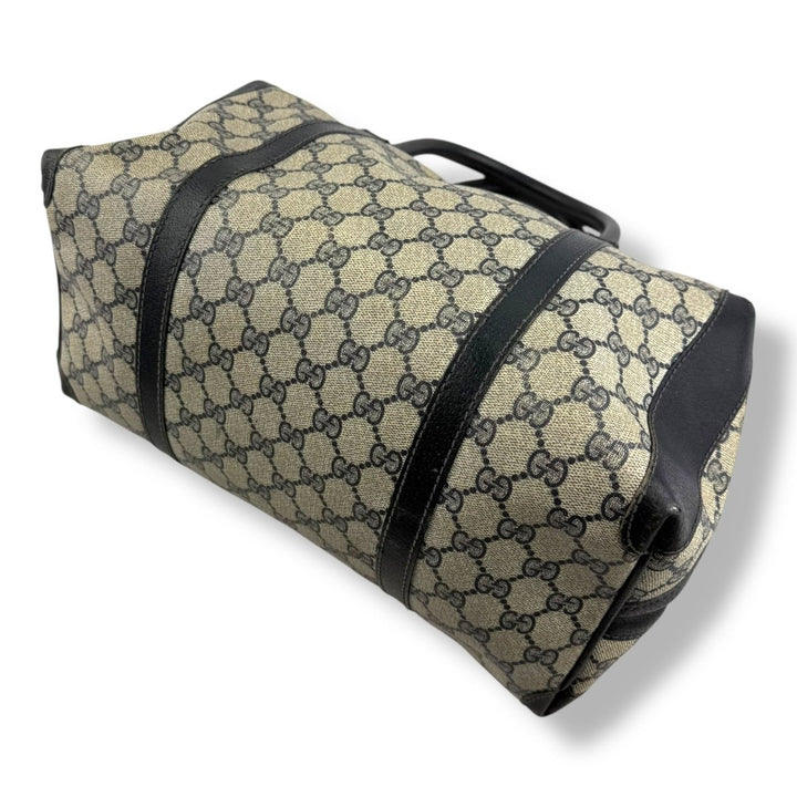 Gucci Beige/Navy Vintage GG Monogram Boston Canvas Bag - Lux Central
