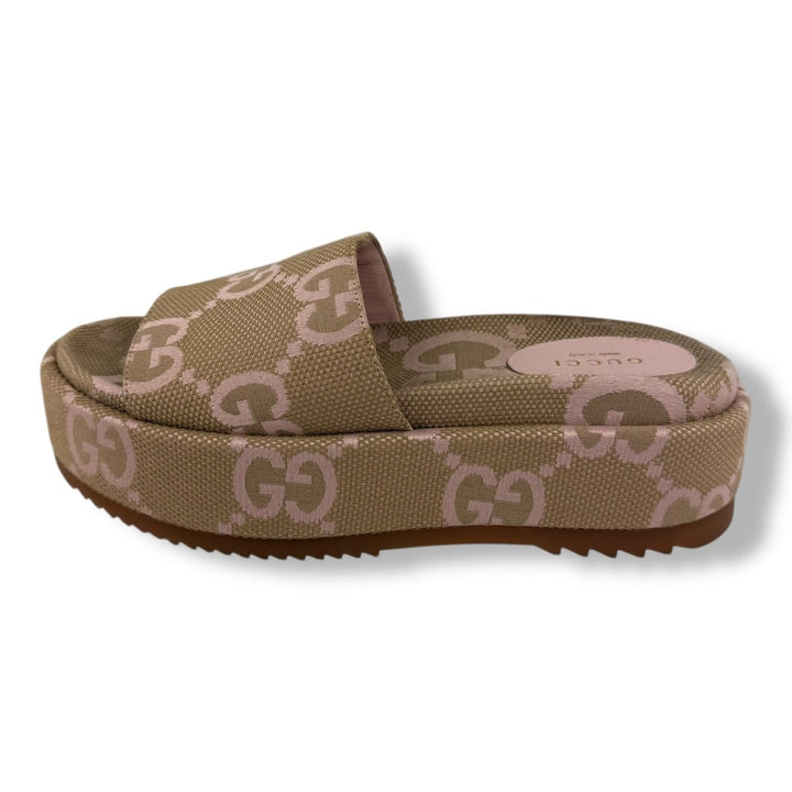 Gucci Beige/Pink GG Platform Sandals UK 4.5 / EU 37.5 - Lux Central