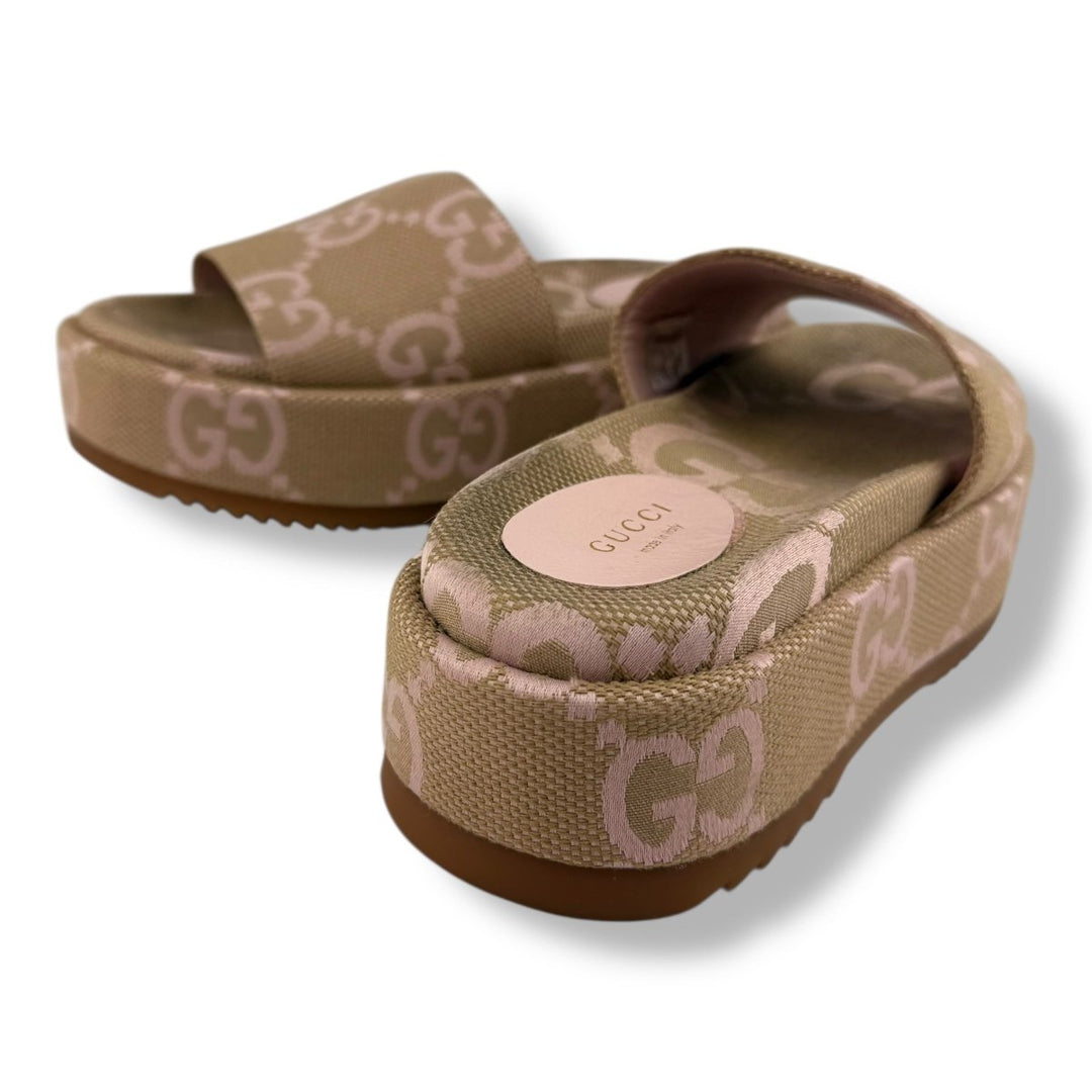 Gucci Beige/Pink GG Platform Sandals UK 4.5 / EU 37.5 - Lux Central