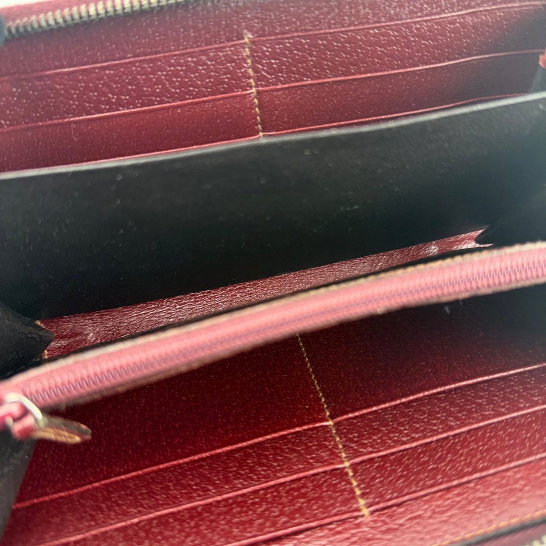 Gucci Beige/Red Canvas Zip Around Wallet - Lux Central