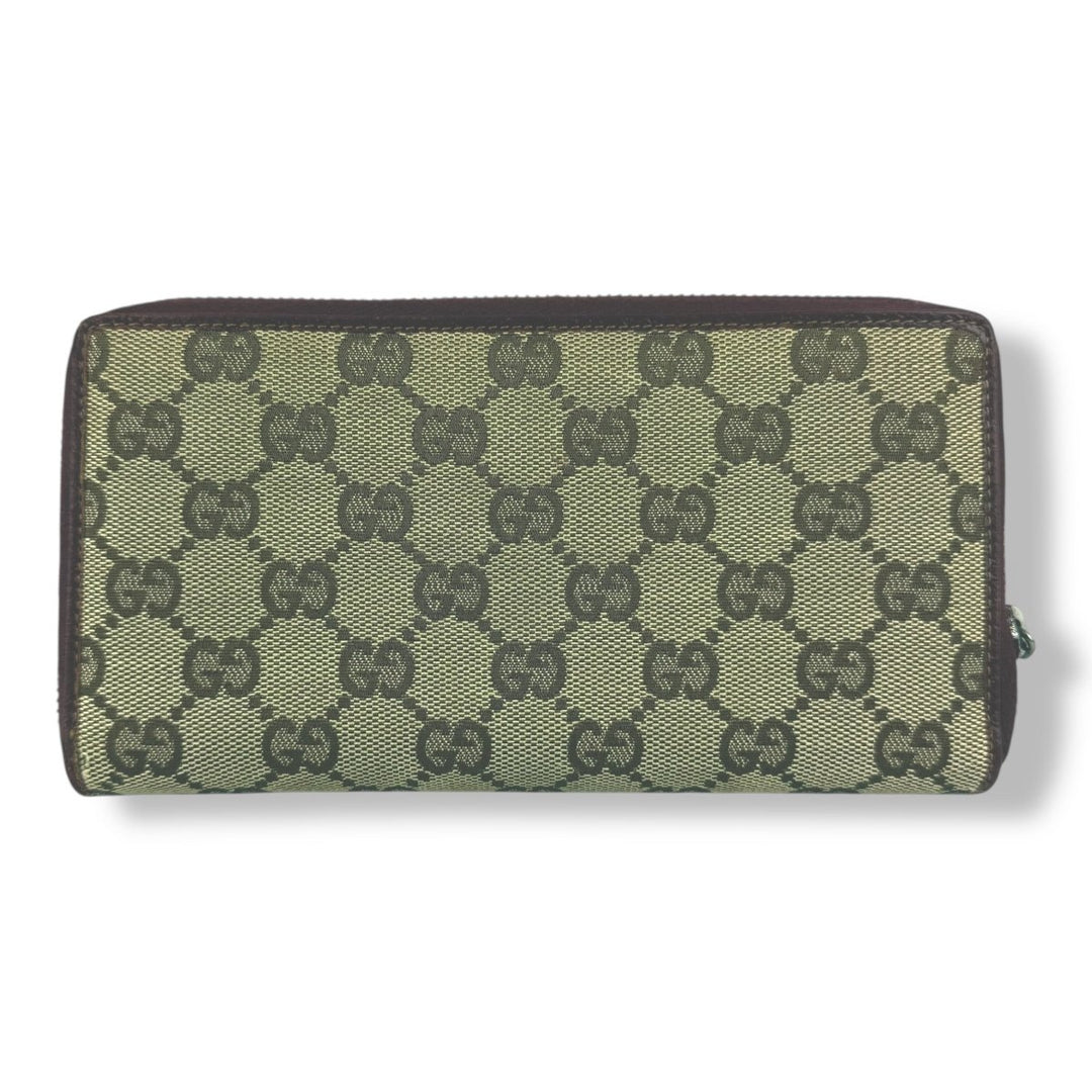 Gucci Beige/Red Canvas Zip Around Wallet - Lux Central
