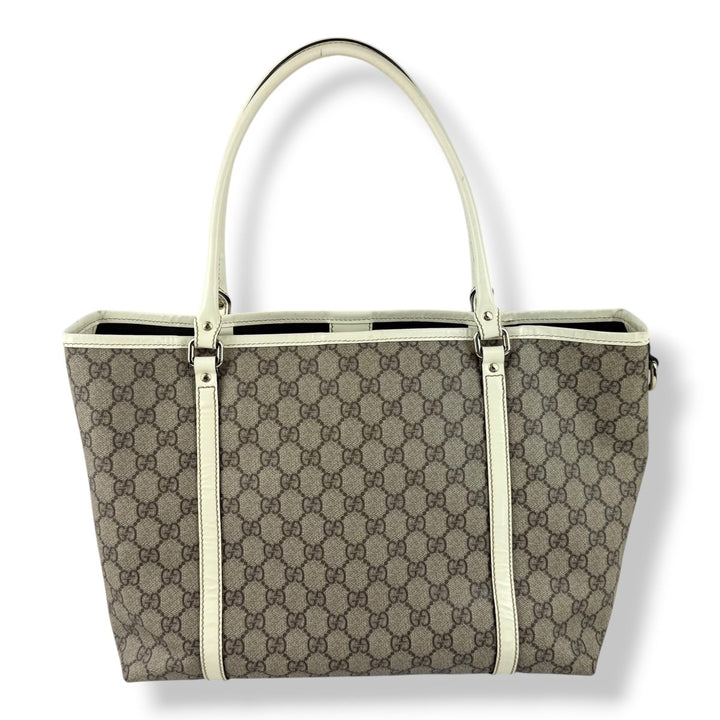 Gucci Beige/White Canvas Tote Handbag - Lux Central