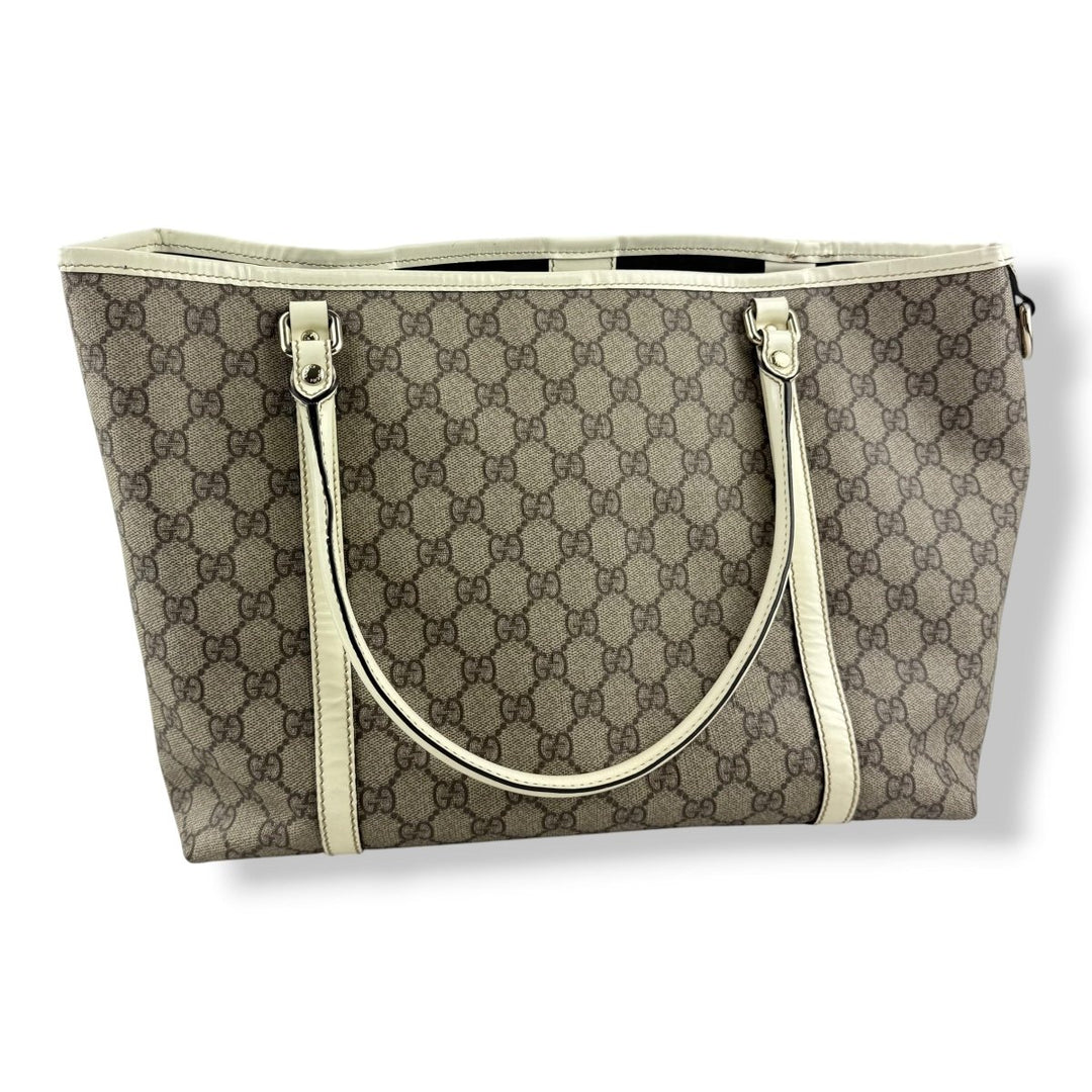 Gucci Beige/White Canvas Tote Handbag - Lux Central