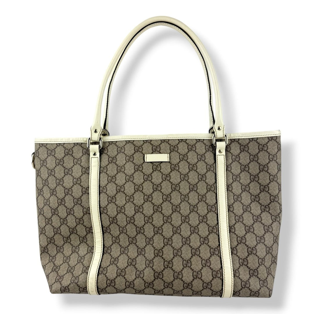 Gucci Beige/White Canvas Tote Handbag - Lux Central