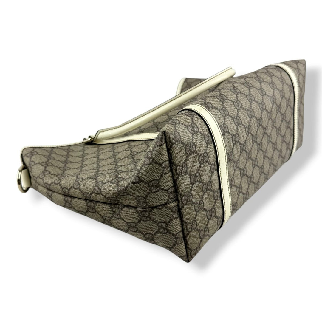 Gucci Beige/White Canvas Tote Handbag - Lux Central