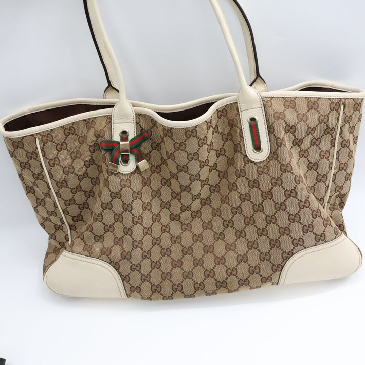 Gucci Beige/White Princy Tote Bag - Lux Central