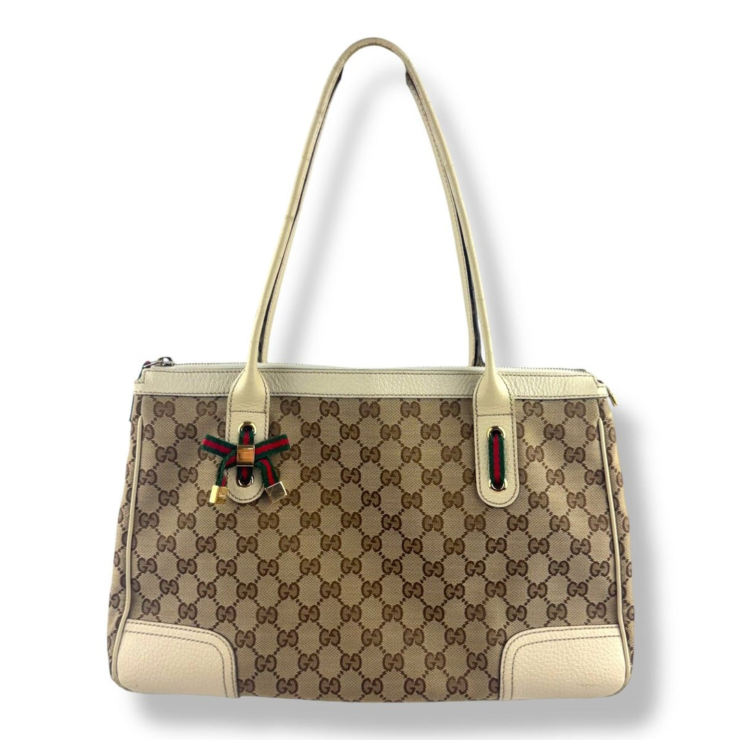 Gucci Beige/White Princy Tote Bag - Lux Central