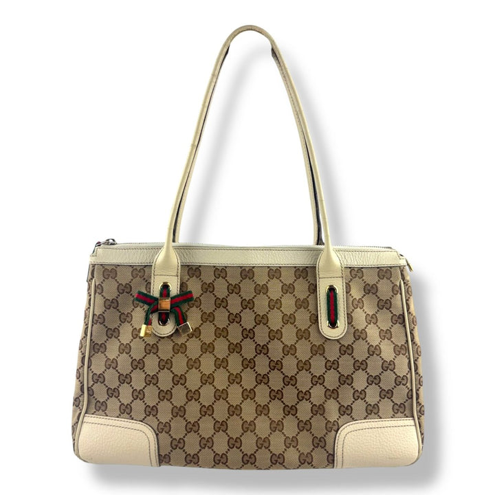 Gucci Beige/White Princy Tote Bag - Lux Central