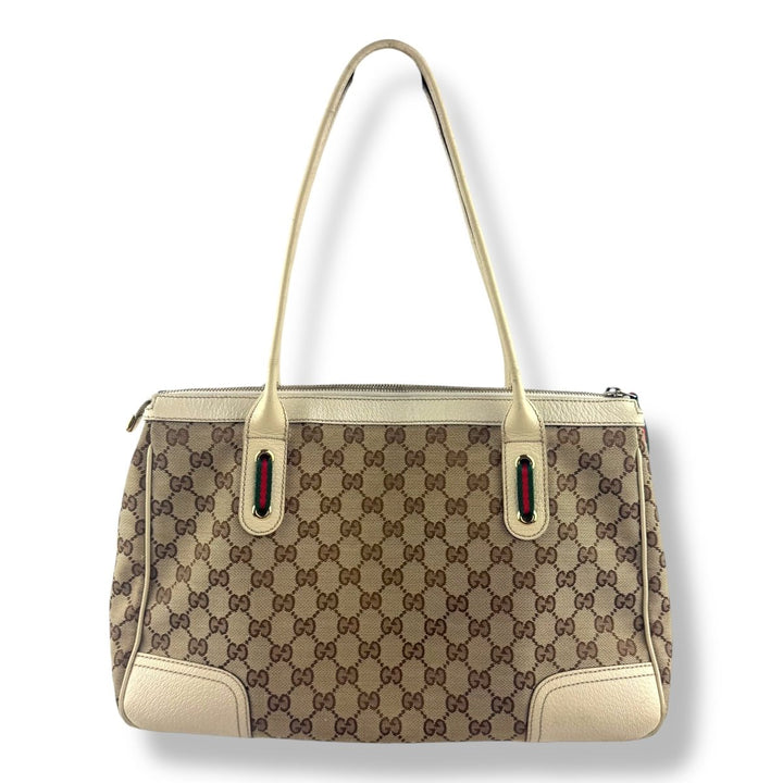 Gucci Beige/White Princy Tote Bag - Lux Central