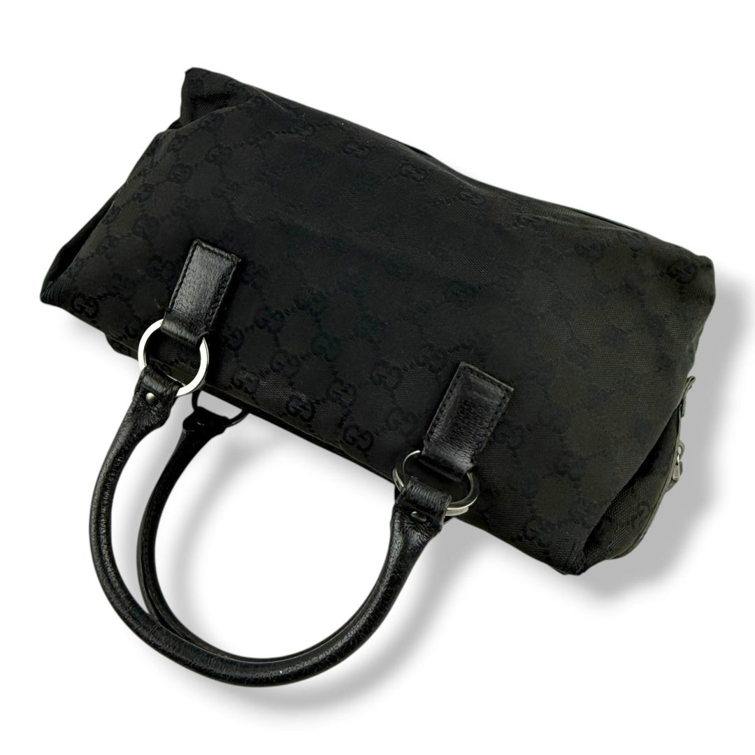 Gucci Black GG Monogram Boston Canvas Bag - Lux Central