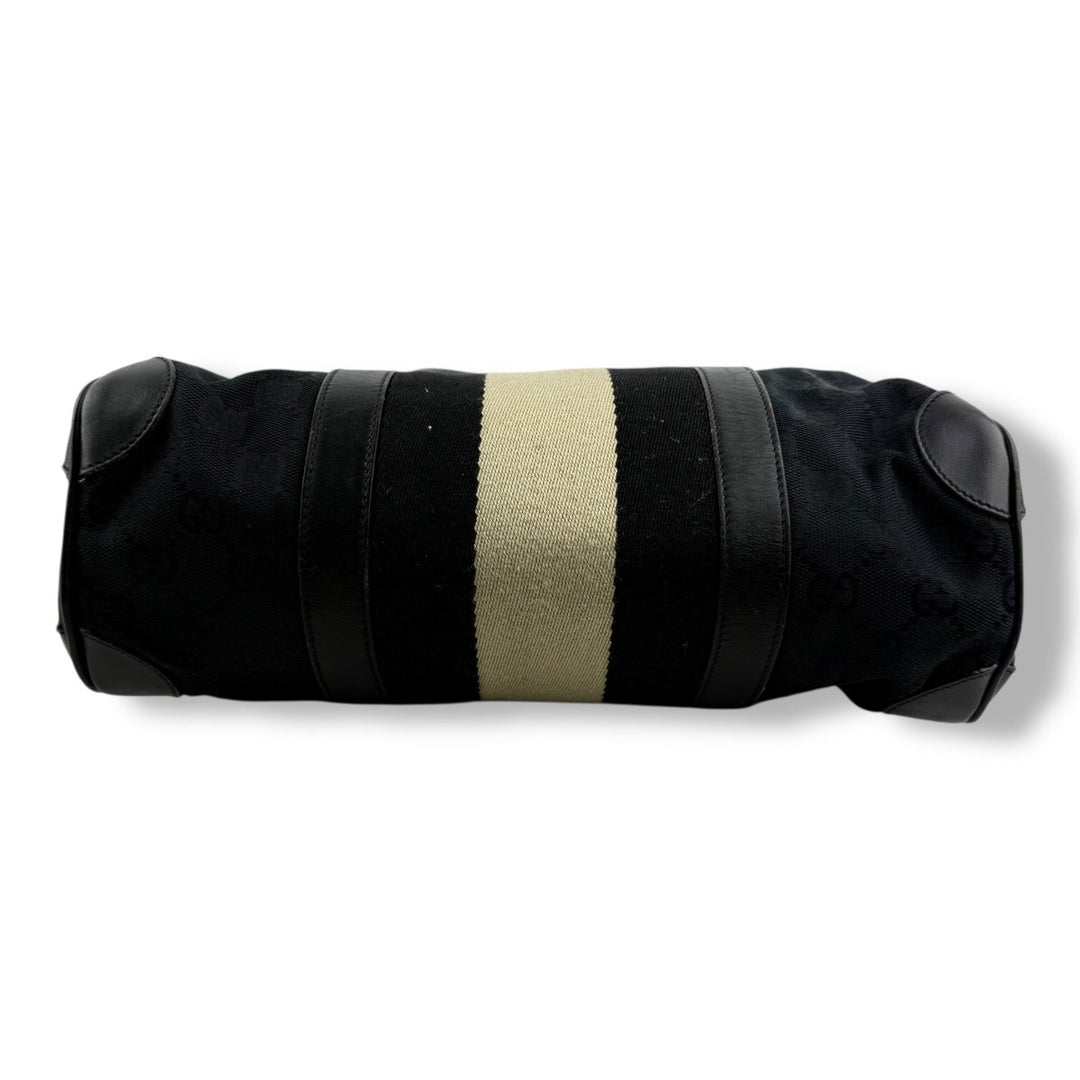 Gucci Black GG Monogram Boston Canvas Bag - Lux Central