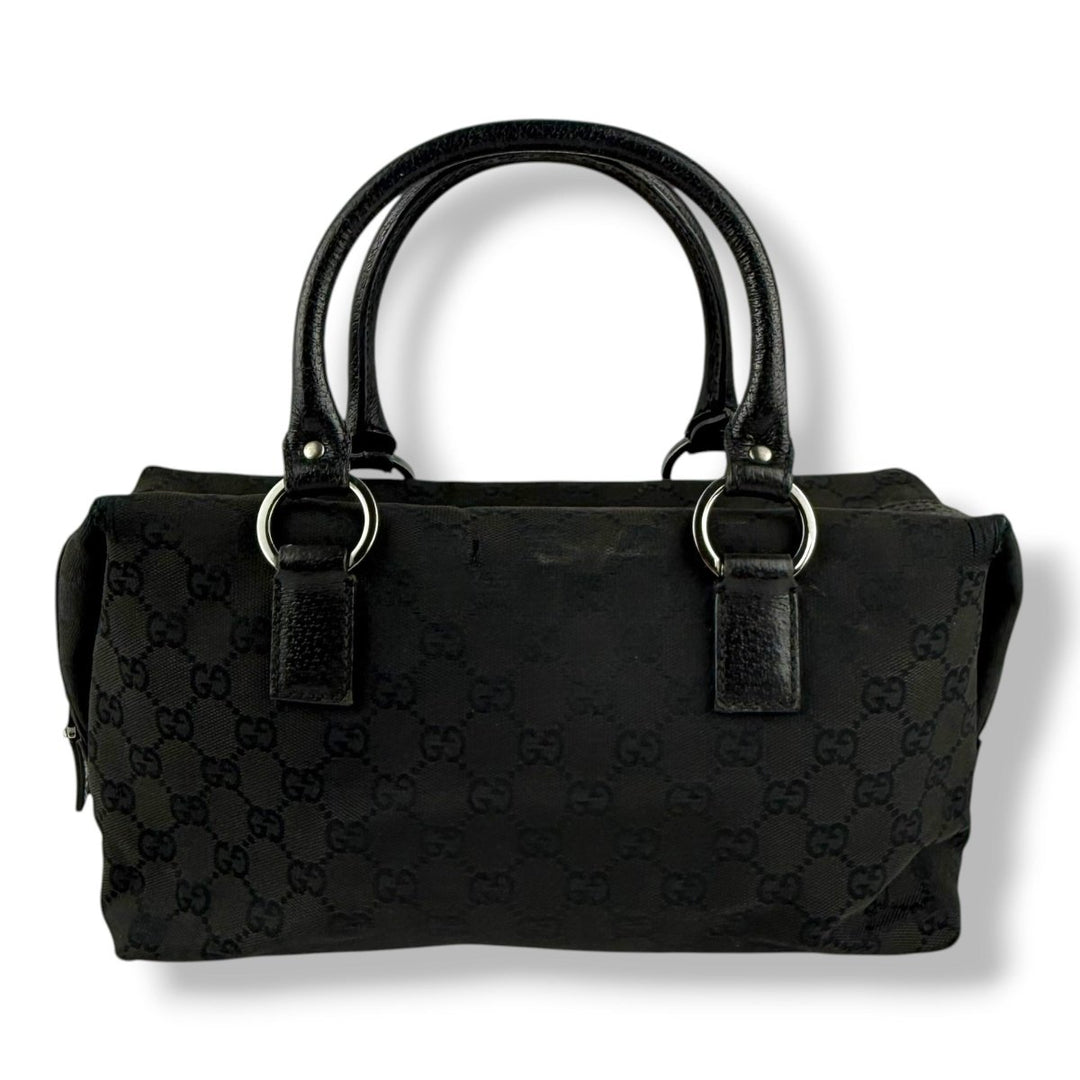 Gucci Black GG Monogram Boston Canvas Bag - Lux Central