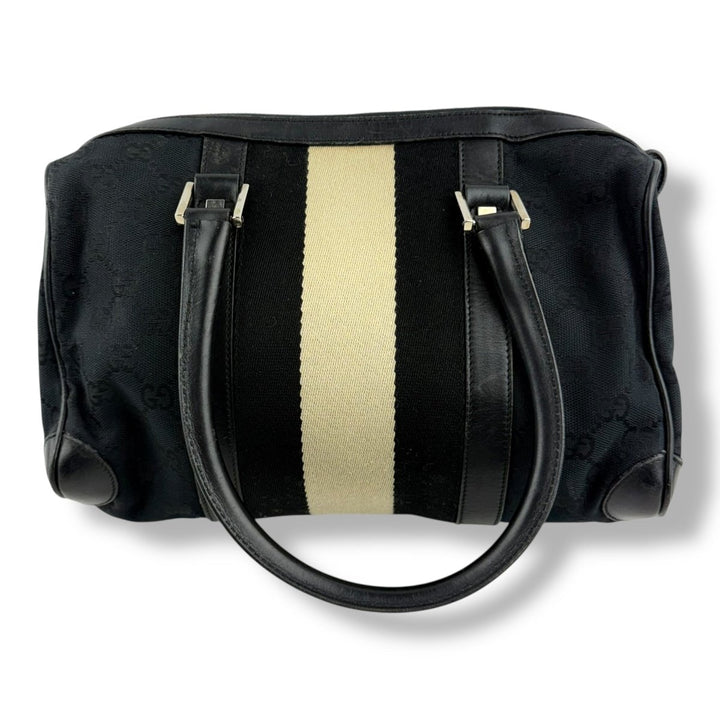 Gucci Black GG Monogram Boston Canvas Bag - Lux Central