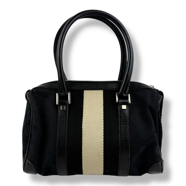 Gucci Black GG Monogram Boston Canvas Bag - Lux Central