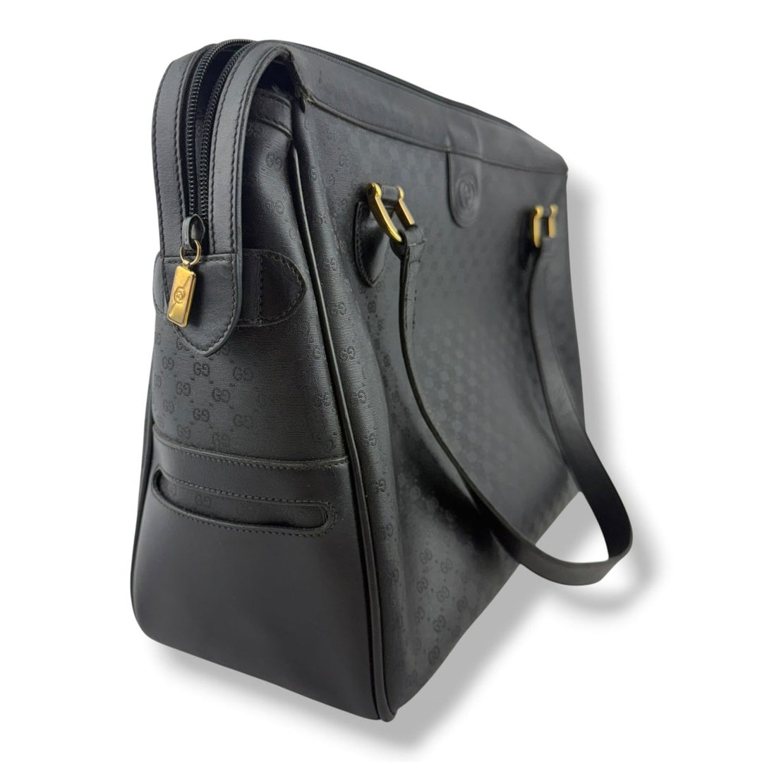 Gucci Black GG Monogram Boston Canvas Bag - Lux Central
