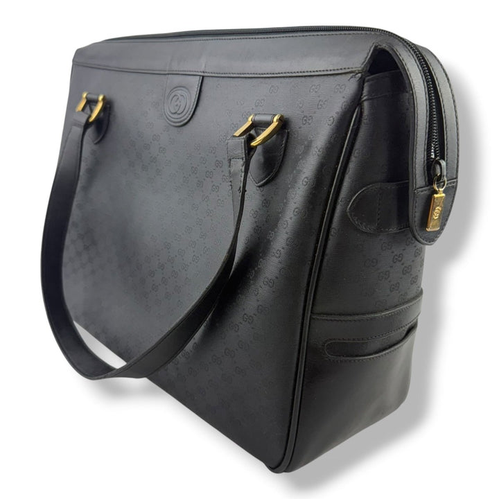 Gucci Black GG Monogram Boston Canvas Bag - Lux Central