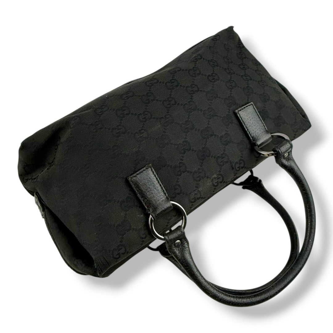 Gucci Black GG Monogram Boston Canvas Bag - Lux Central