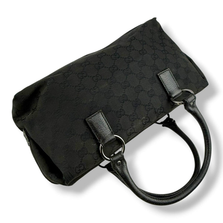 Gucci Black GG Monogram Boston Canvas Bag - Lux Central