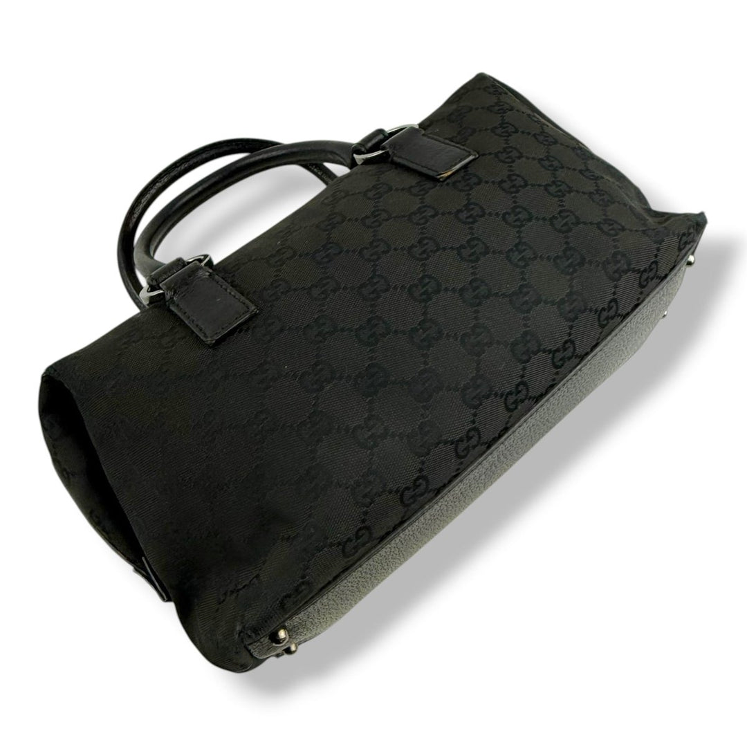 Gucci Black GG Monogram Boston Canvas Bag - Lux Central