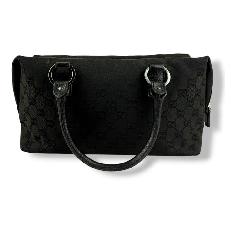Gucci Black GG Monogram Boston Canvas Bag - Lux Central