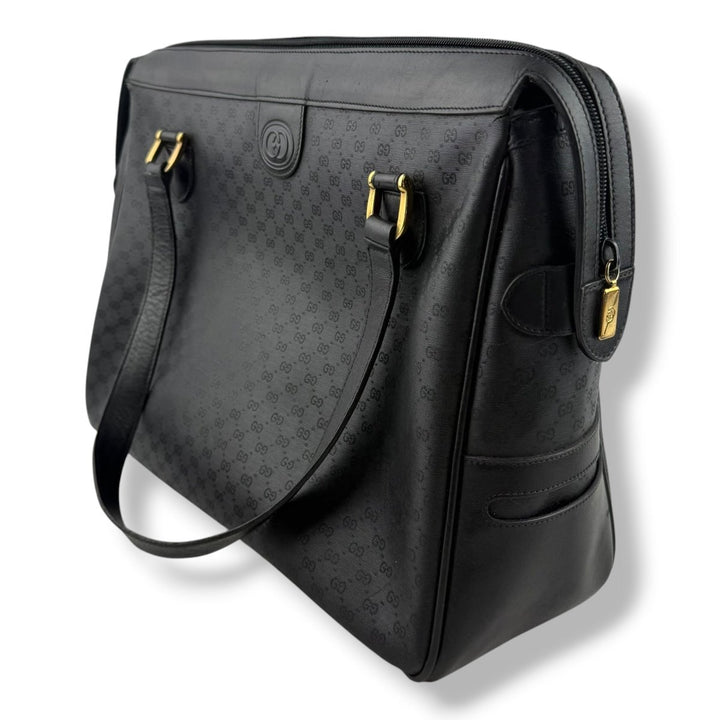 Gucci Black GG Monogram Boston Canvas Bag - Lux Central