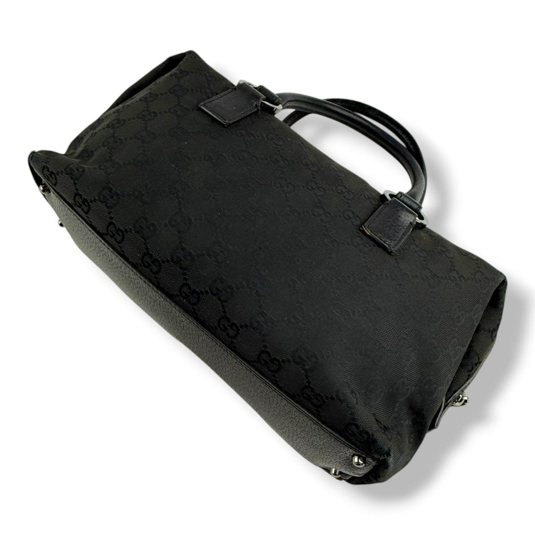 Gucci Black GG Monogram Boston Canvas Bag - Lux Central