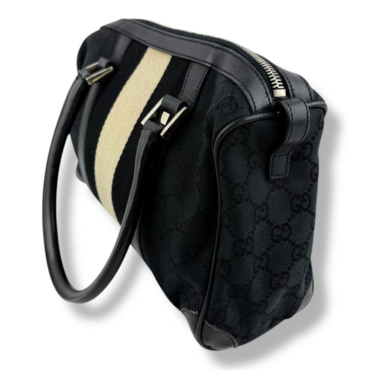 Gucci Black GG Monogram Boston Canvas Bag - Lux Central
