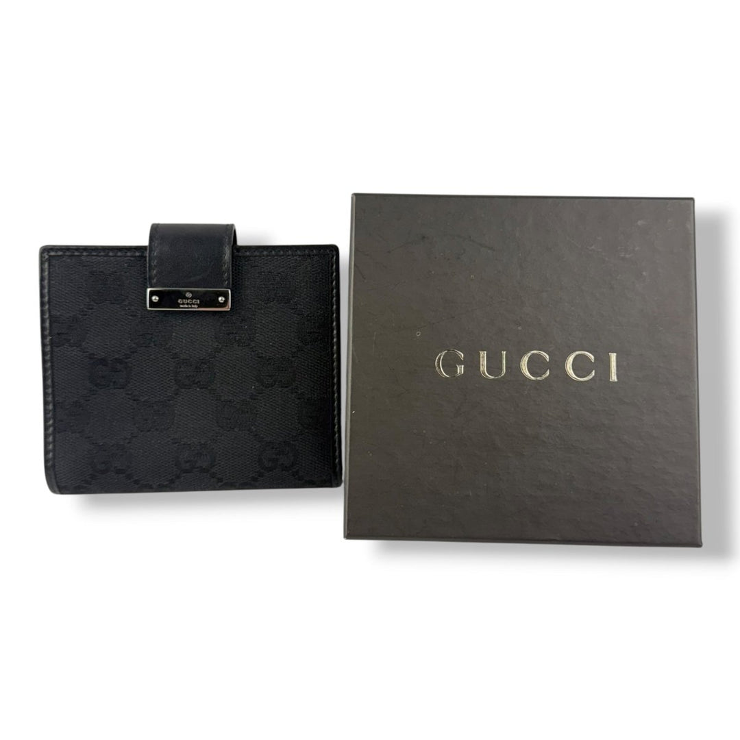 Gucci Black GG Monogram Clip Wallet - Lux Central