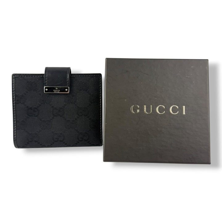 Gucci Black GG Monogram Clip Wallet - Lux Central