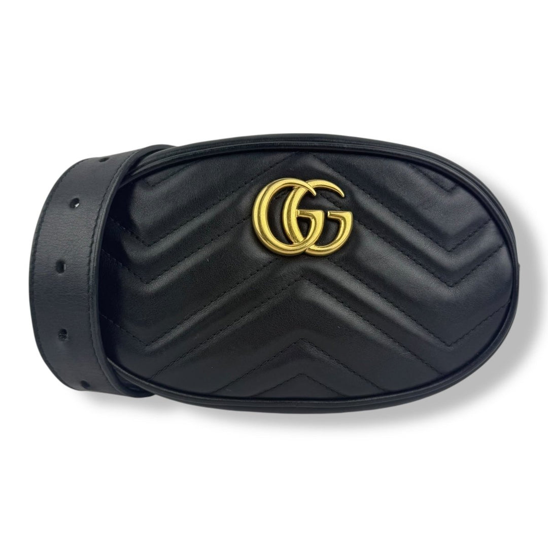 Gucci Black Marmont Black Quilted Leather Belt Handbag - Lux Central
