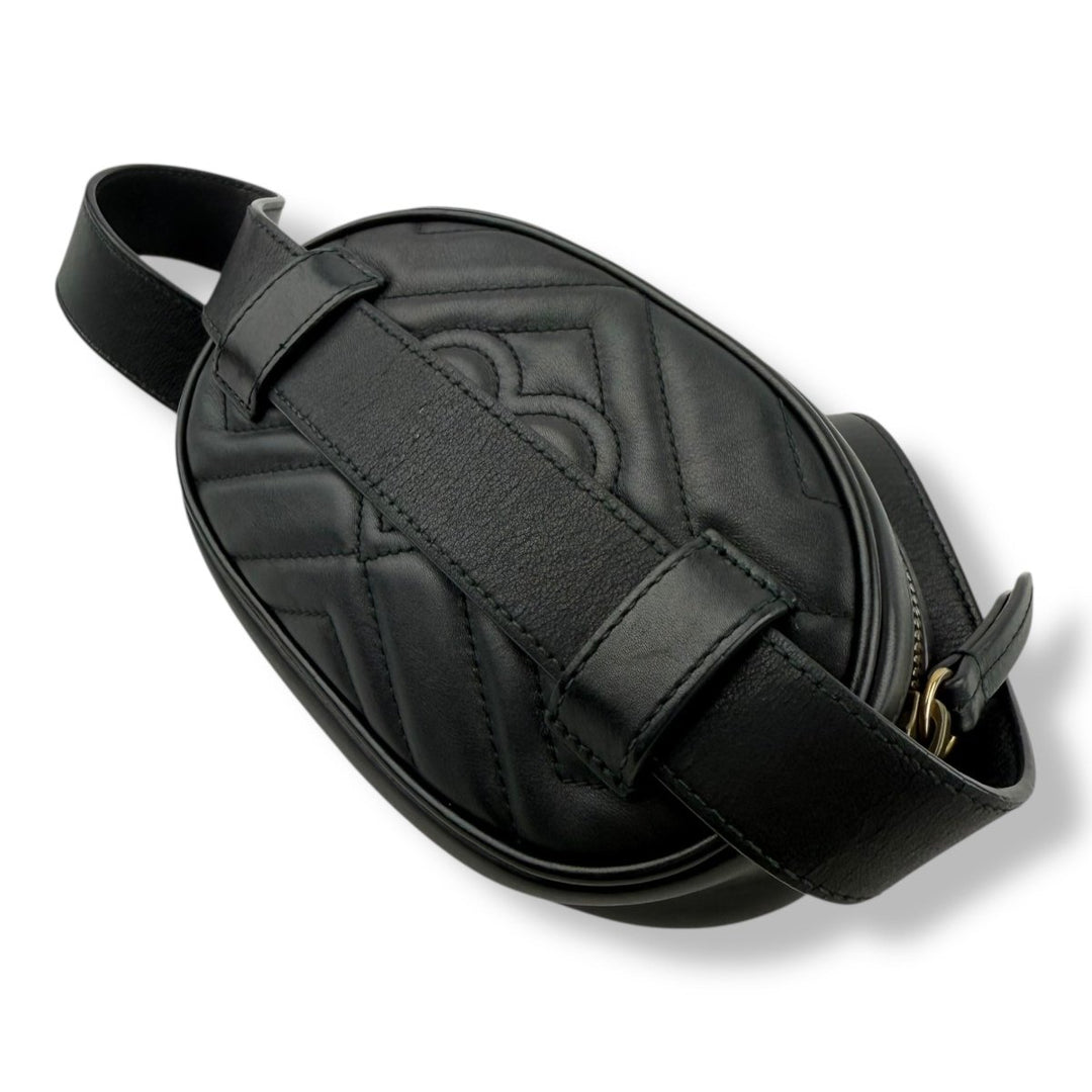 Gucci Black Marmont Black Quilted Leather Belt Handbag - Lux Central