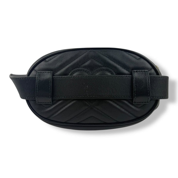 Gucci Black Marmont Black Quilted Leather Belt Handbag - Lux Central