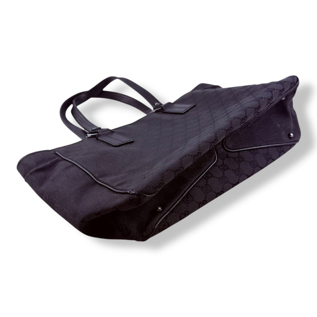 Gucci Black Monogram Canvas GG Tote Handbag - Lux Central