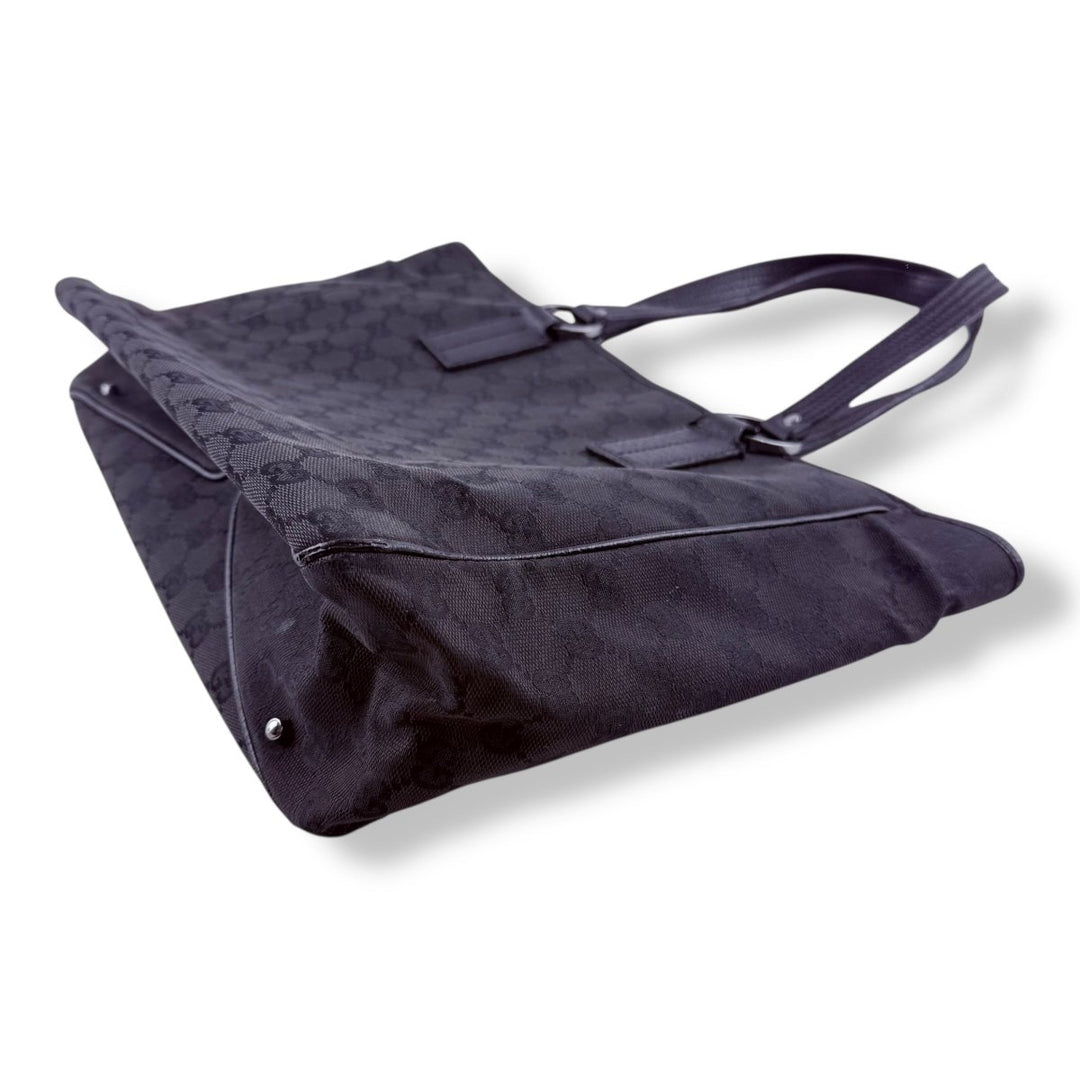 Gucci Black Monogram Canvas GG Tote Handbag - Lux Central