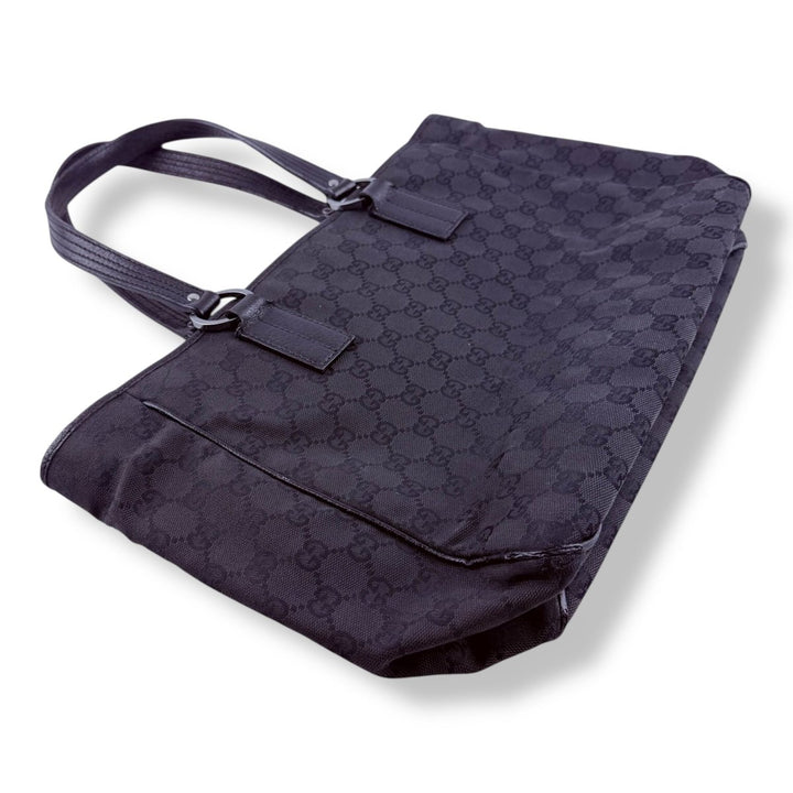 Gucci Black Monogram Canvas GG Tote Handbag - Lux Central