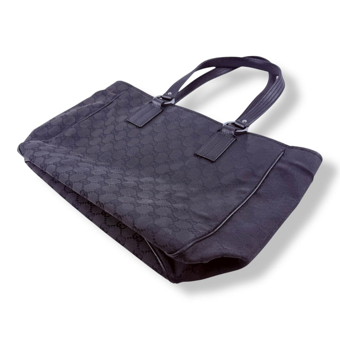 Gucci Black Monogram Canvas GG Tote Handbag - Lux Central