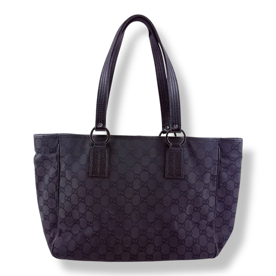 Gucci Black Monogram Canvas GG Tote Handbag - Lux Central