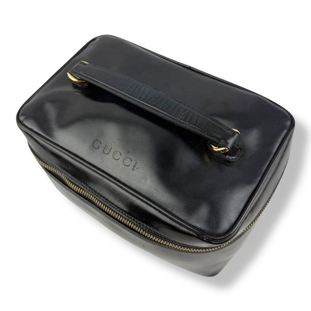 Gucci Black Patent Bamboo Vanity Bag - Lux Central