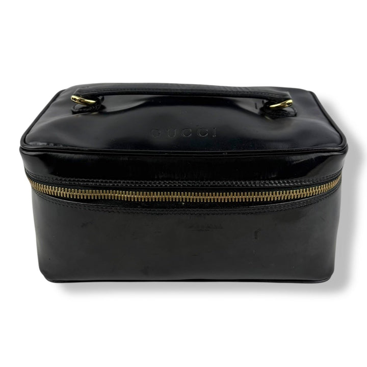Gucci Black Patent Bamboo Vanity Bag - Lux Central