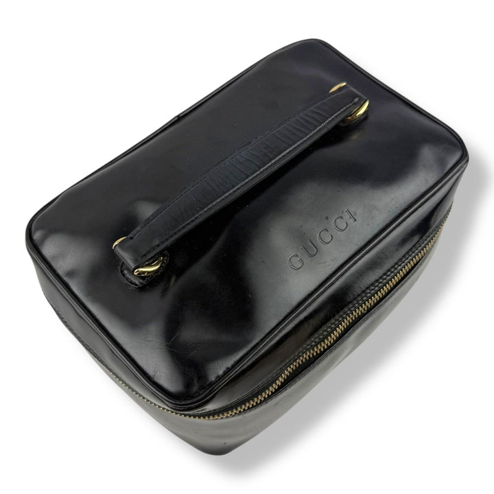 Gucci Black Patent Bamboo Vanity Bag - Lux Central