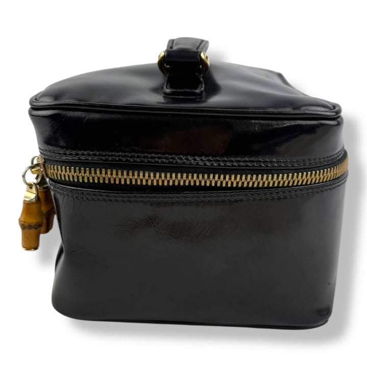 Gucci Black Patent Bamboo Vanity Bag - Lux Central